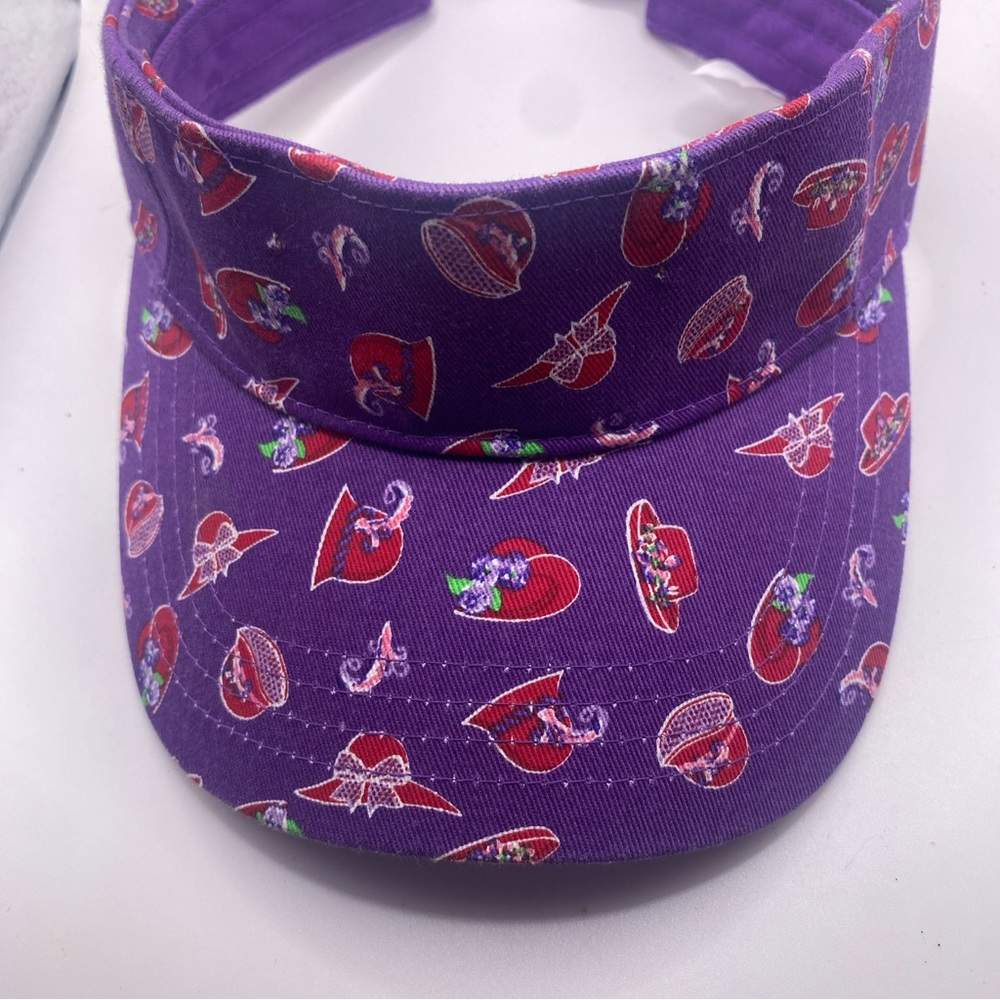 Red hat society visor adjustable purple color with red hats